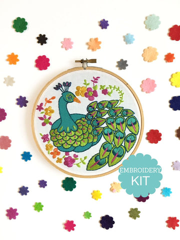 PEACOCK EMBROIDERY KIT By Rikrack Embroidery