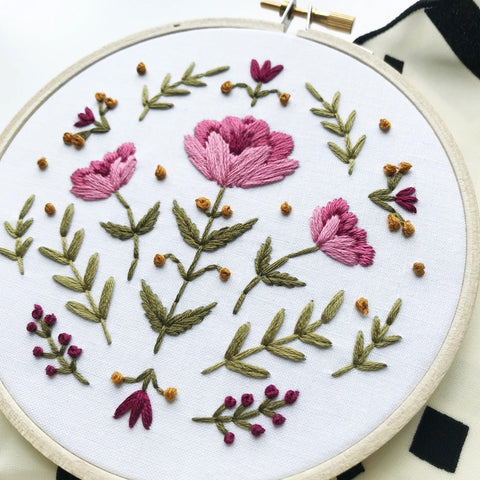 Roses Flower Embroidery Kit By Urbann Nest