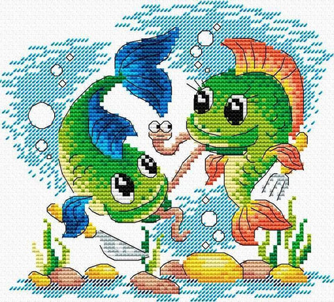 Underwater Brotherhood Colorful Fish Counted Cross Stitch Kit from MP Studia