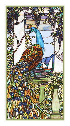 Peacock on the Bay detail inspired by Louis Comfort Tiffany  Counted Cross Stitch Pattern