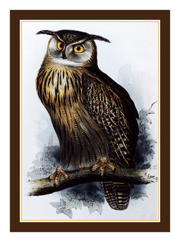 Eagle Owl Bird Illustration by John James Audubon Counted Cross Stitch Pattern
