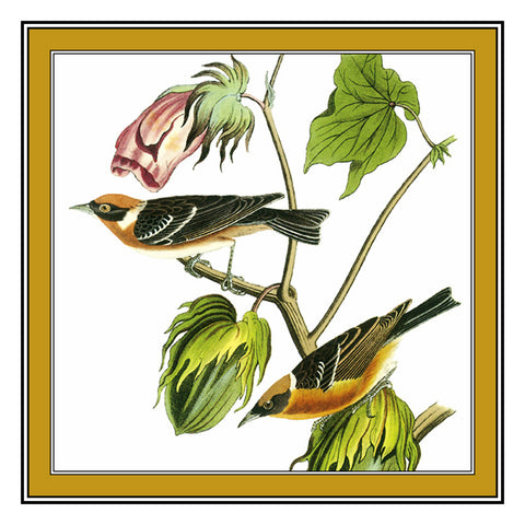 Pair of Bay Warblers Bird Illustration by John James Audubon Counted Cross Stitch Pattern