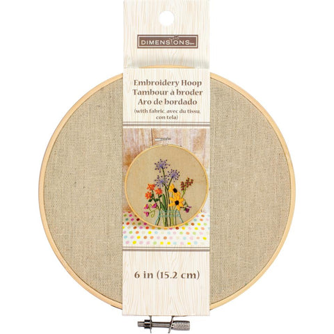 Dimensions Embroidery Hoop With Natural Aida Cloth and 6 inch Bamboo Hoop by Dimensions