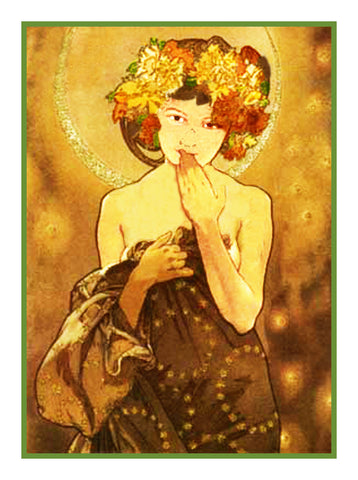 The Moon and Stars by Alphonse Mucha Counted Cross Stitch Pattern