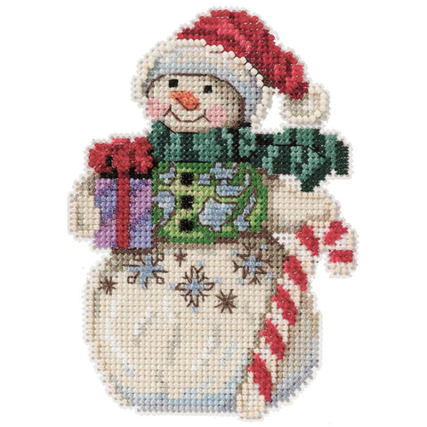 SNOWMAN With CANDY CANE by Jim Shore Counted Cross Stitch Kit -Mill Hill