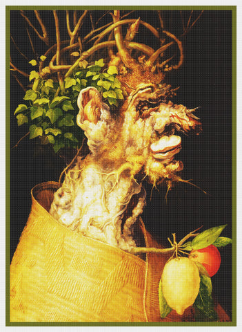 Giuseppe Arcimboldo Seasons-Winter Counted Cross Stitch Pattern