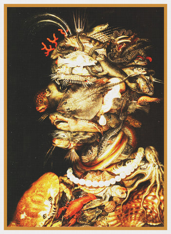 Giuseppe Arcimboldo Elements Water Counted Cross Stitch Pattern