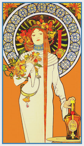 La Trapistine by Alphonse Mucha Counted Cross Stitch Pattern