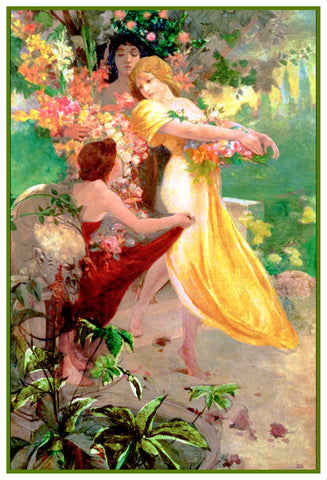 Gossamer Flowers by Alphonse Mucha Counted Cross Stitch Pattern