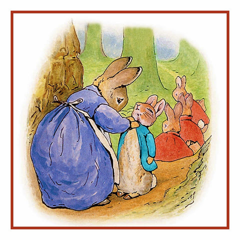 Peter Rabbit and Family on a Family Walk inspired by Beatrix Potter Counted Cross Stitch Pattern DIGITAL DOWNLOAD