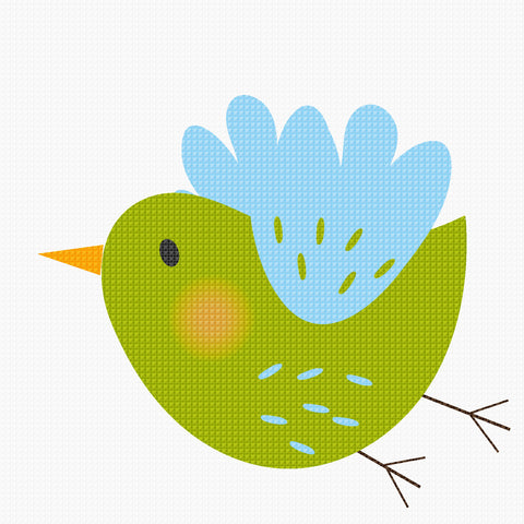 Contemporary Green Bird and a Cloud Hand Embroidery Pattern