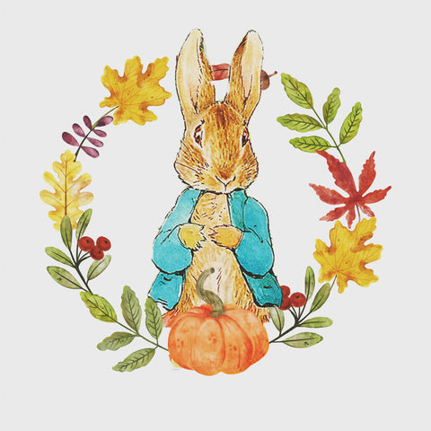 Peter Rabbit Autumn Wreath inspired by Beatrix Potter Counted Cross Stitch Pattern