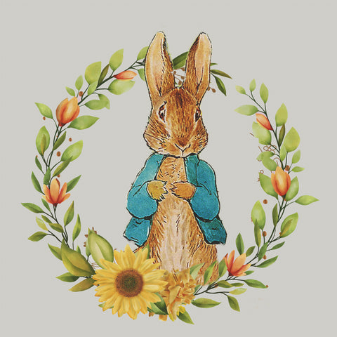 Peter Rabbit Summer Flowers Wreath inspired by Beatrix Potter Counted Cross Stitch Pattern