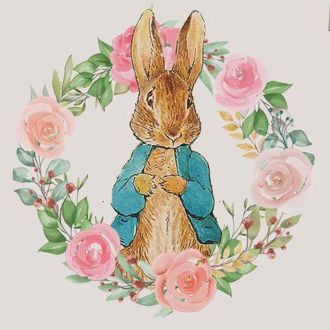 Peter Rabbit Spring Rose Wreath inspired by Beatrix Potter Counted Cross Stitch Pattern DIGITAL DOWNLOAD