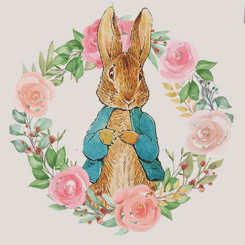 Peter Rabbit Spring Rose Wreath inspired by Beatrix Potter Counted Cross Stitch Pattern