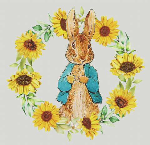 Peter Rabbit Sunflower Wreath inspired by Beatrix Potter Counted Cross Stitch Pattern