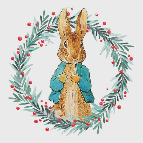 Peter Rabbit Winter Berry Wreath inspired by Beatrix Potter Counted Cr ...