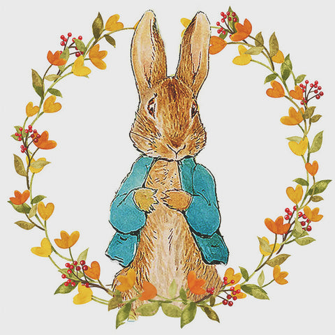 Peter Rabbit Woodland Wreath inspired by Beatrix Potter Counted Cross Stitch Pattern