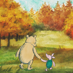 Winnie The Pooh and Piglet on an Autumn Walk Detail Counted Cross Stitch Pattern