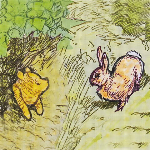 Winnie The Pooh Visits With Meddlesome Rabbit Counted Cross Stitch Pattern