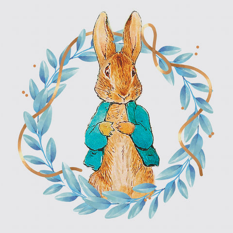 Peter Rabbit Blue Laurel Wreath inspired by Beatrix Potter Counted Cross Stitch Pattern