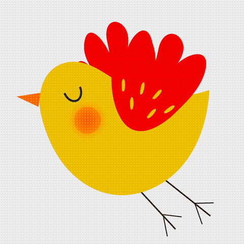 Contemporary Yellow Bird and a Cloud Hand Embroidery Pattern