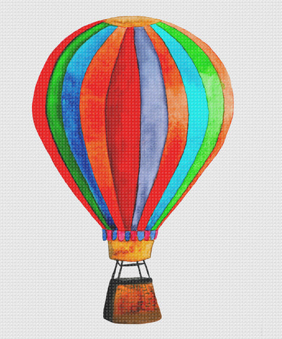 Contemporary Rainbow Hot Air Balloon Hand Embroidery Pattern