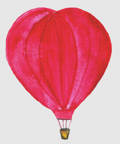 Contemporary Red Hot Air Balloon Hand Embroidery Pattern