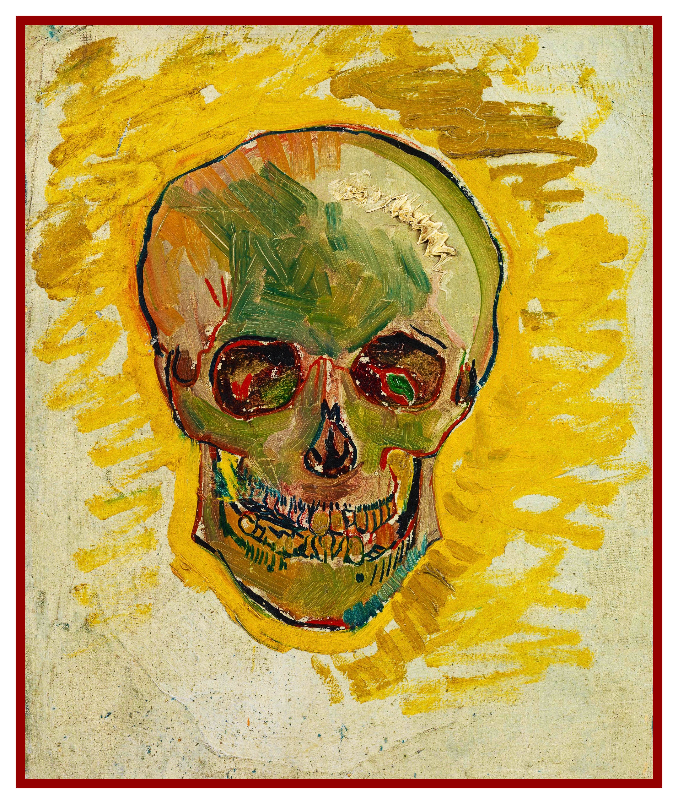 Vibrant Human Skull inspired by Impressionist Vincent Van Gogh s Paint Orenco Originals LLC