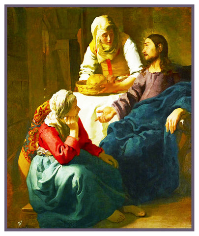 Christ in the Home of Martha and Mary by Johannes Vermeer Counted Cross Stitch Pattern