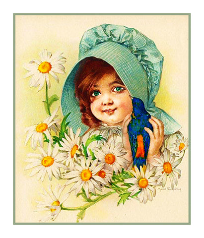 Child of Summer Flower Daisies by Maud Humphrey Bogart Counted Cross Stitch Pattern