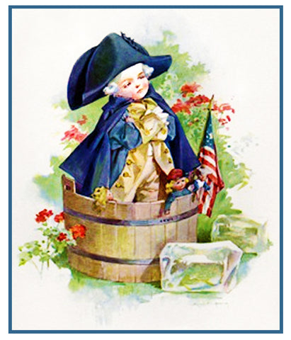 Washington Crossing Delaware Playing Dress-up by Maud Humphrey Bogart Counted Cross Stitch Pattern