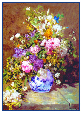 Spring Bouquet inspired by Pierre Auguste Renoir's impressionist painting Counted Cross Stitch Pattern DIGITAL DOWNLOAD