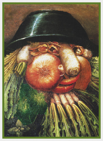 Giuseppe Arcimboldo The Vegetable Gardener Counted Cross Stitch Pattern