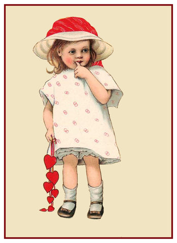 Vintage Little Girl Hearts Love Counted Cross Stitch Pattern