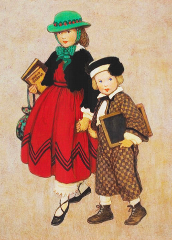 On Their Way To School By Jessie Willcox Smith Counted Cross Stitch Pattern