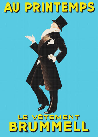 Brummel Men's Clothing Advertisement Art Leonetto Cappiello Counted Cross Stitch Pattern