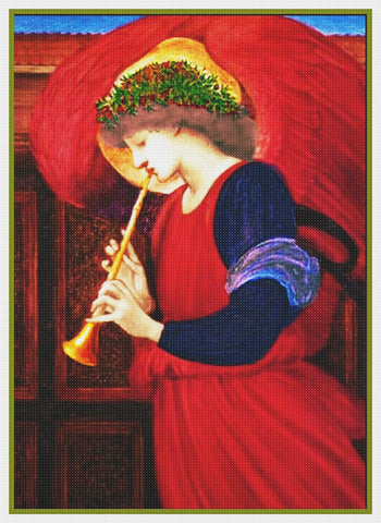 The Angel with a Trumpet in Red by Edward Burne-Jones Counted Cross Stitch Pattern