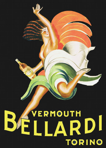 Bellardi Vermouth Advertisement Art Leonetto Cappiello Counted Cross Stitch Pattern