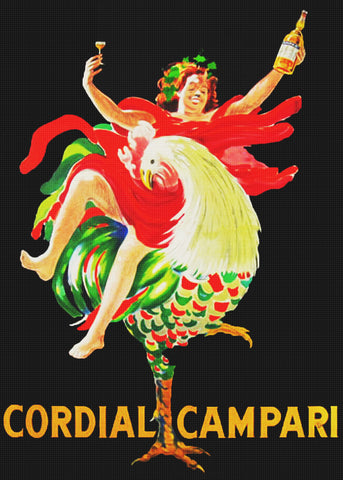 Campari Cordial Advertisement Art Leonetto Cappiello Counted Cross Stitch Pattern
