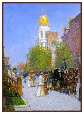 A Fine New York Spring Morning by American Impressionist Painter Childe Hassam Counted Cross Stitch Pattern