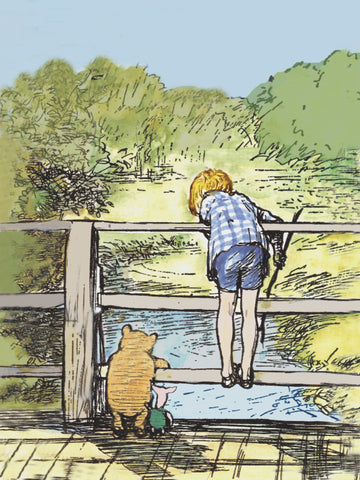 Christopher Robin Piglet and Pooh Bear Fishing Counted Cross Stitch Pattern