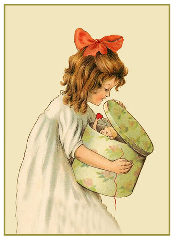 Vintage Little Girl Cupid in a Hat Box Hearts Love Counted Cross Stitch Pattern