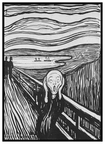 Sketch for the Scream Black and White by Symbolist Artist Edvard Munch Counted Cross Stitch Chart Pattern DIGITAL DOWNLOAD