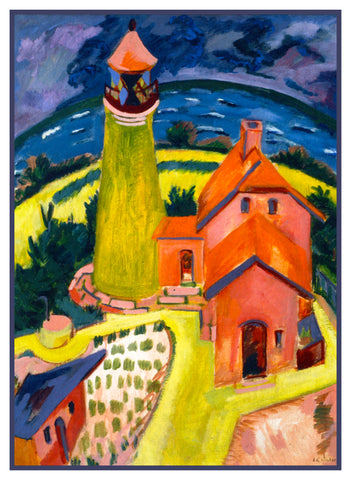 Landscape of Lighthouse in Fehmarn Germany by Ernst Ludwig Kirchner Counted Cross Stitch Pattern