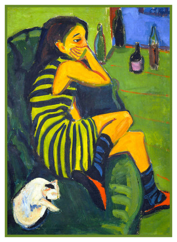 Portrait of a Female Artist by Ernst Ludwig Kirchner Counted Cross Stitch Pattern