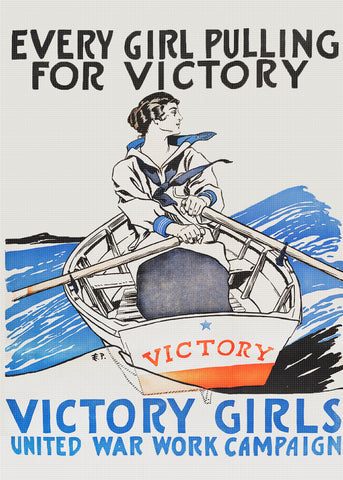 Every Girl Pulling For Victory by American Edward Penfield Counted Cross Stitch Pattern