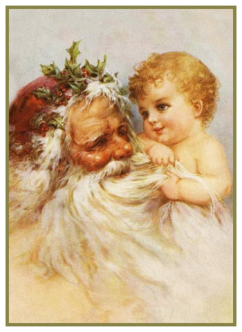 Santa Claus and a Baby Frances Brundage Holiday Christmas Counted Cross Stitch Pattern