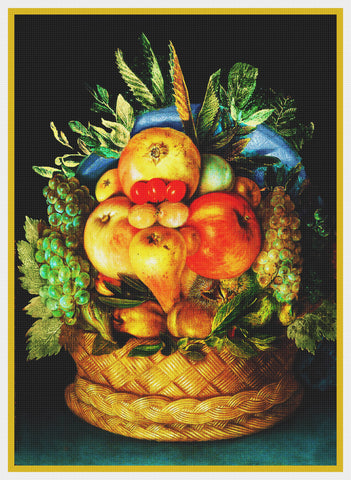 Giuseppe Arcimboldo Fruit Bowl Counted Cross Stitch Pattern