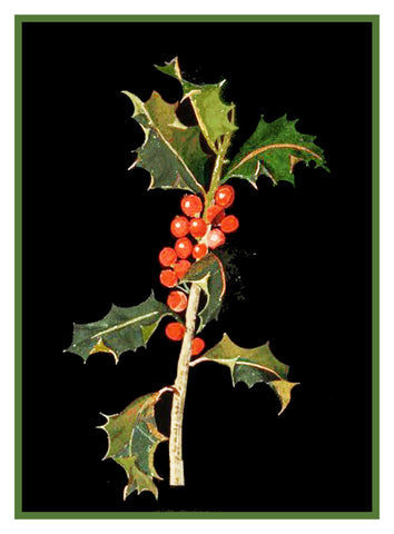 Holly Leaves and Berries by Mary Delany Counted Cross Stitch  Pattern